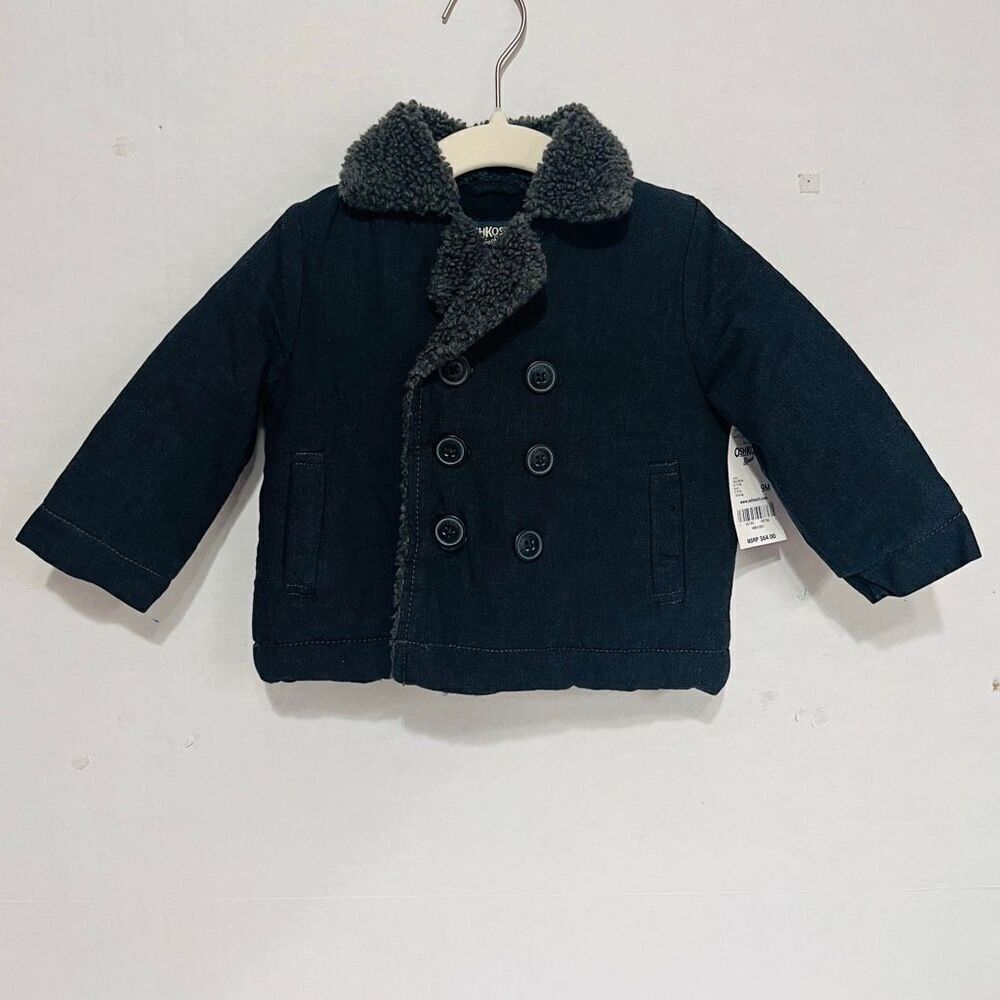 OshKosh Boys Chambray Pea Coat   Size 9 Months   NWT